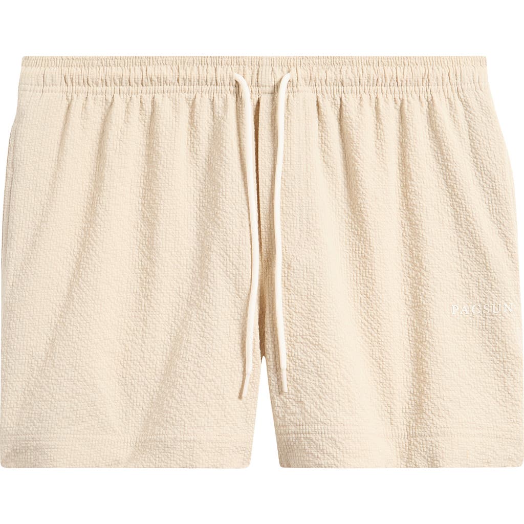 Pacsun Seersucker Swim Trunks In Tan