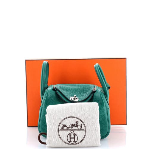 Pre-owned Hermes Hermes Lindy Bag Clemence Mini In Green