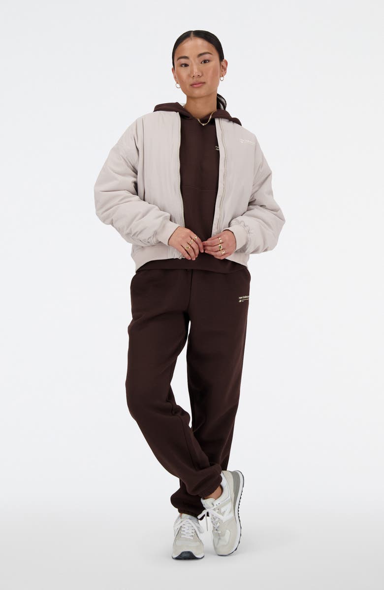 New Balance Linear Heritage Woven Bomber Jacket, Alternate, color, Grey