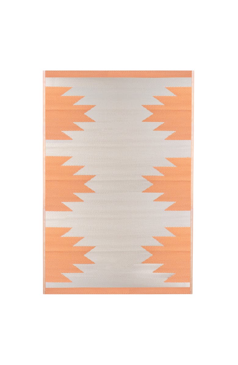 Northlight 4' x 6' Orange and Beige Southwestern Print Rectangular Outdoor Area Rug, Main, color, 