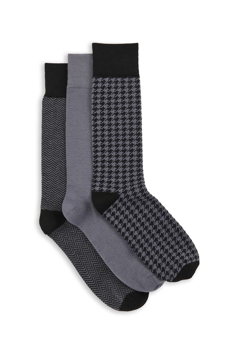 Synrgy by DXL Big 
Tall 3-Pk Classic Printed Socks, Main, color, Black