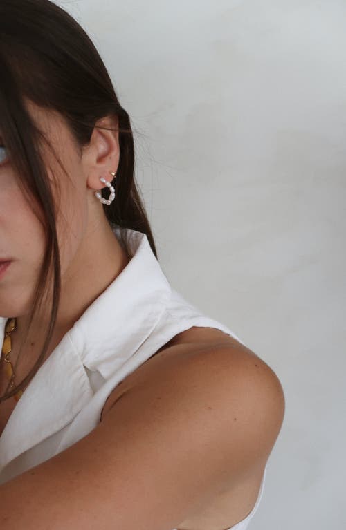 Joiana Jewelry Pearl Hoop Earrings In Metallic
