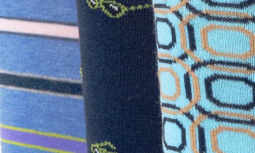 Lorenzo Uomo 3-pack Assorted Crew Socks In Navy