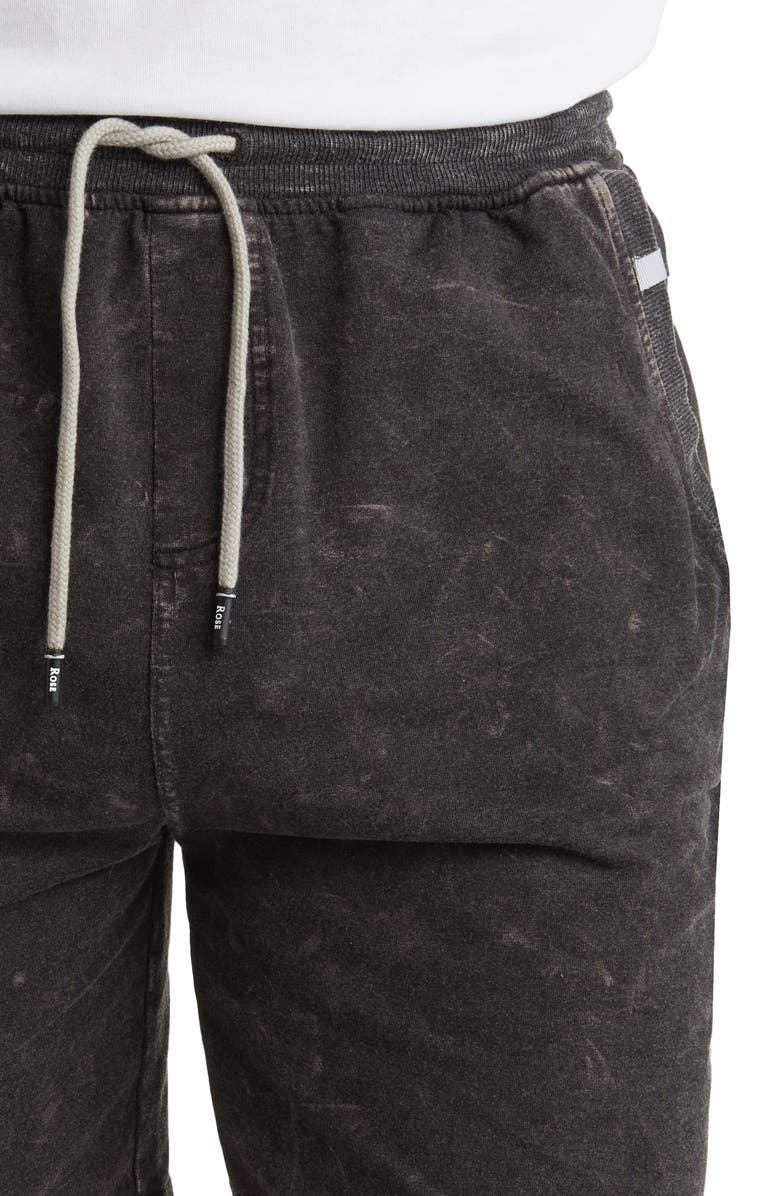 Stone Rose Acid Wash Fleece Sweat Shorts, Alternate, color, Black