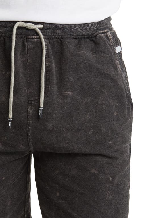 Stone Rose Acid Wash Fleece Sweat Shorts In Black