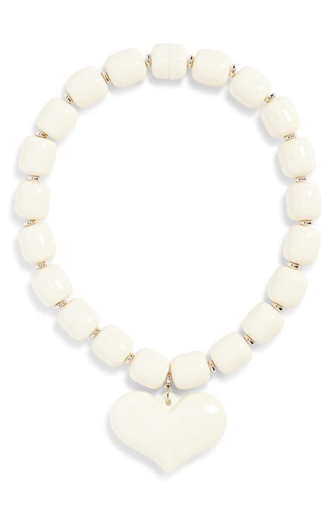 Amore Beaded Heart Pendant Necklace