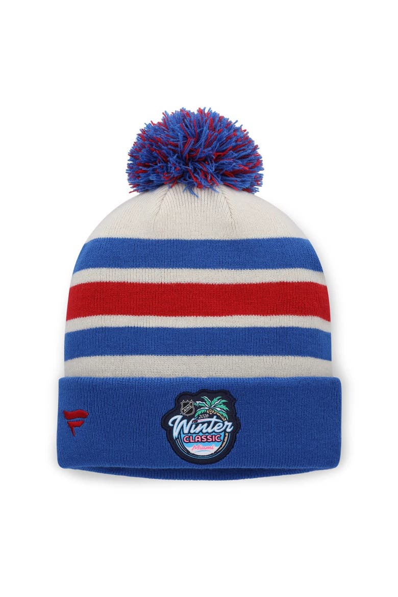 Men's Fanatics Cream/Blue New York Rangers 2026 NHL Winter Classic Cuffed Pom Knit Hat, Alternate, color, Cream
