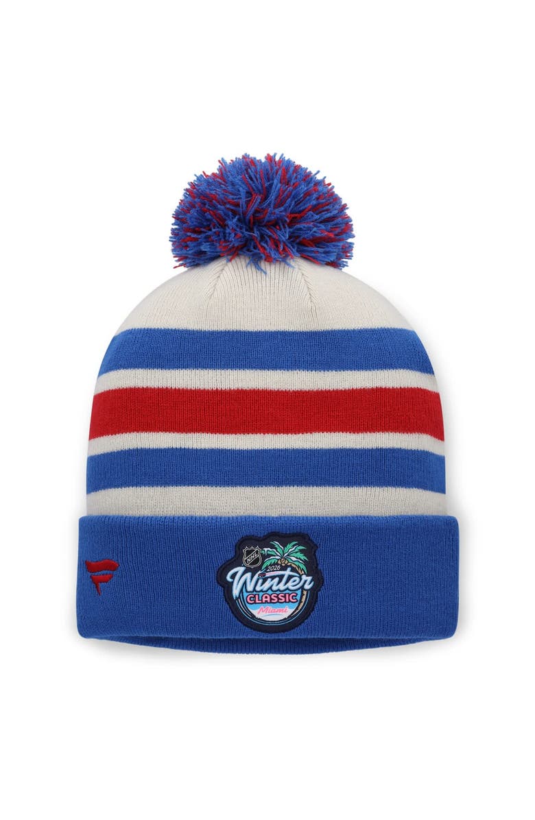 FANATICS Men's Fanatics Cream/Blue New York Rangers 2026 NHL Winter Classic Cuffed Pom Knit Hat, Alternate, color, Cream