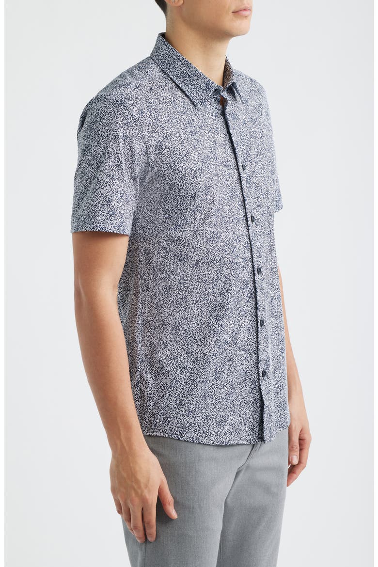 Roan Slim Fit Short Sleeve Button-Up Shirt, Alternate, color, DARK BLUE MULTI
