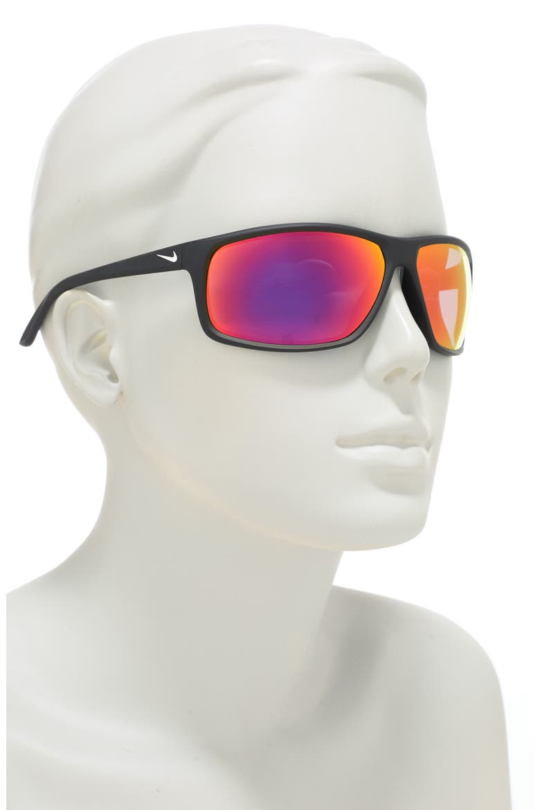 Adrenaline 66mm Oversize Rectangle Sport Wrap Sunglasses, Alternate, color, MATTE BLACK/GREY