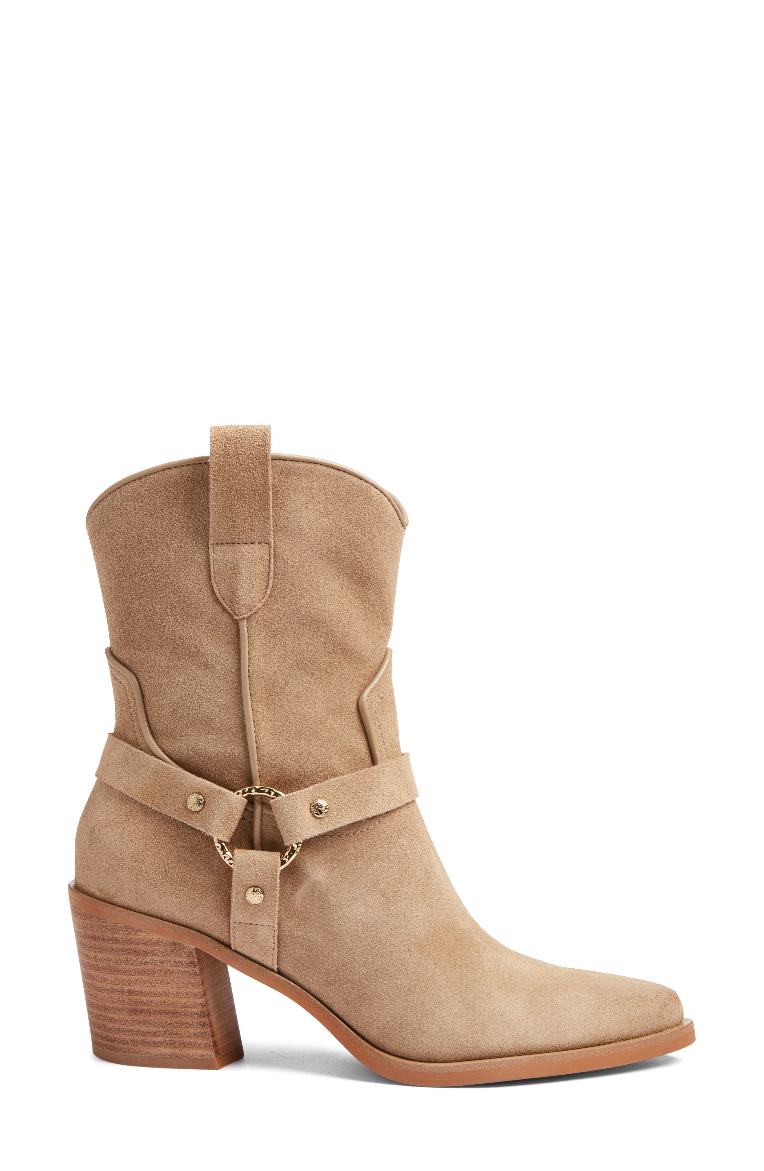 Dolce Vita Kenzen Western Harness Boot, Alternate, color, Dark Taupe Suede