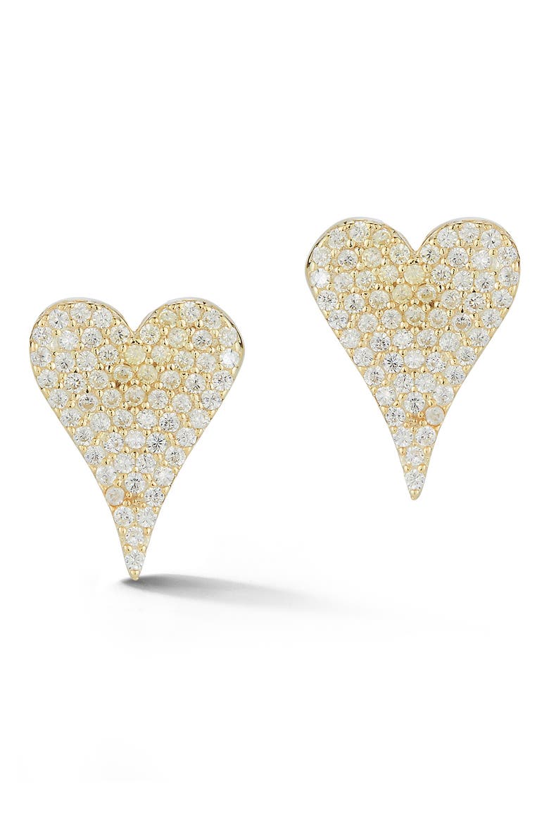 GLAZE JEWELRY Pavé CZ Heart Stud Earrings, Main, color, GOLD