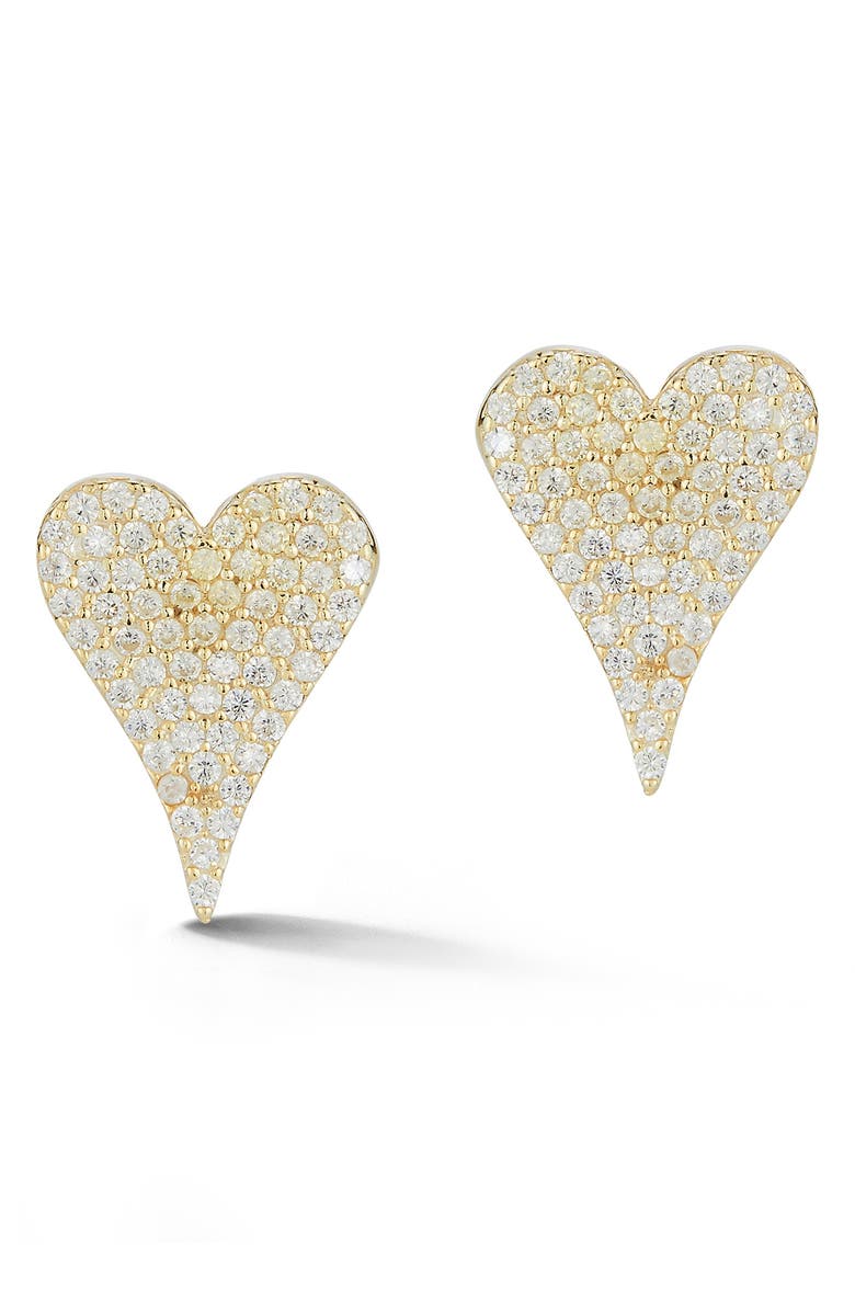 SPHERA MILANO GLAZE JEWELRY Pavé CZ Heart Stud Earrings, Main, color, Gold