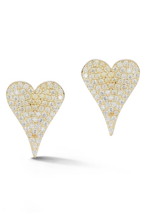 GLAZE JEWELRY Pavé CZ Heart Stud Earrings