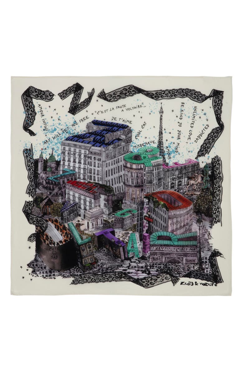 Zadig & Voltaire Blondie Zadigcity Silk Scarf, Alternate, color,