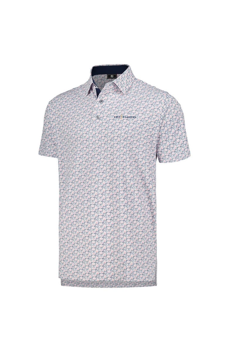FOOTJOY Men's FootJoy White THE PLAYERS Golf Course Doodle Stretch Pique Polo, Alternate, color, White