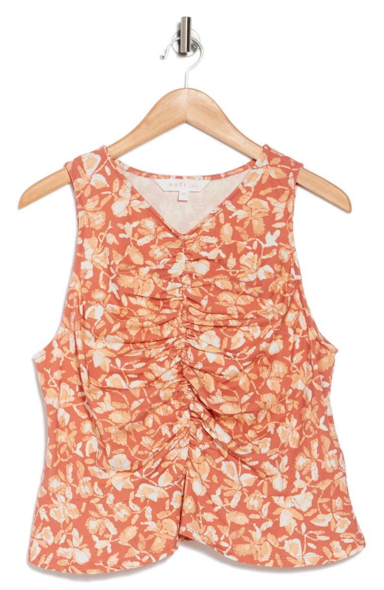 Joie Quinn Ruched Floral Sleeveless Top, Alternate, color, Canyon Rose Multi