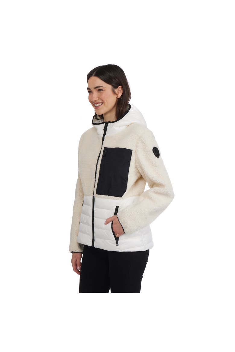 Fawn Lightweight Mixed Media Jacket with Fixed Hood, Alternate, color, White Op