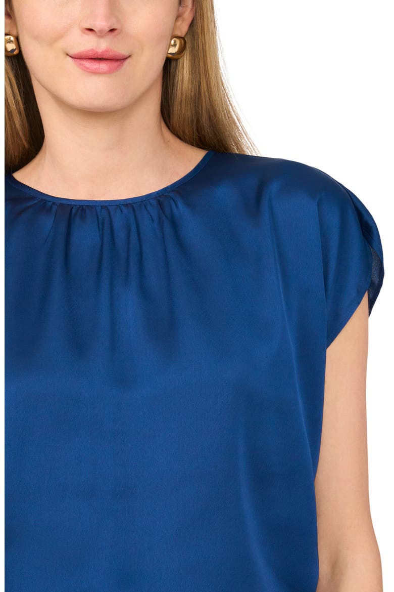 Shirred Satin Top, Alternate, color, ESTATE BLUE