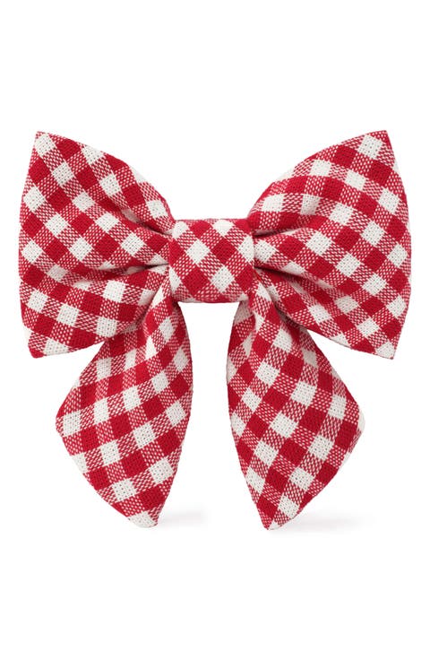 Gingham Dog Bow