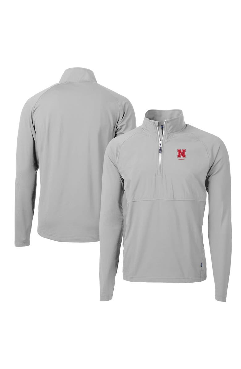 Cutter & Buck Men's Cutter & Buck  Gray Nebraska Huskers Alumni Logo Adapt Eco Knit Hybrid Recycled Quarter-Zip Pullover Top, Main, color, 