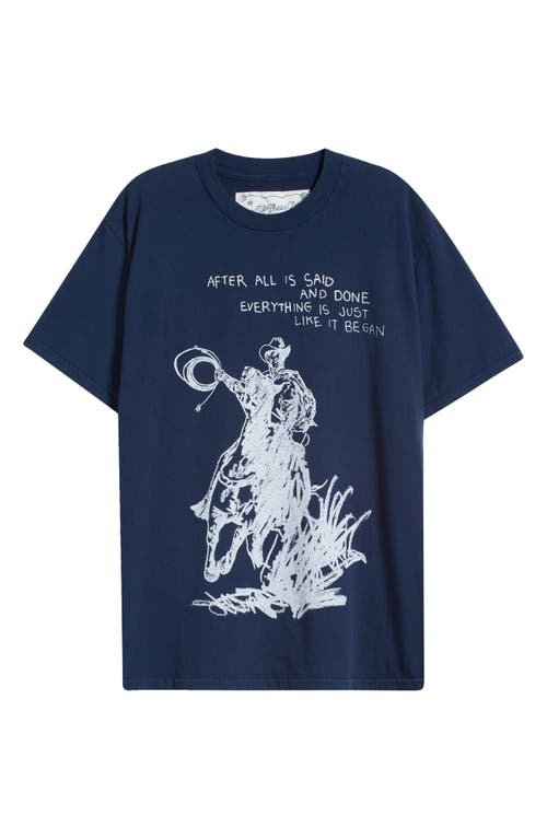 One Of These Days After All Is Said Graphic T-shirt In Washed Navy