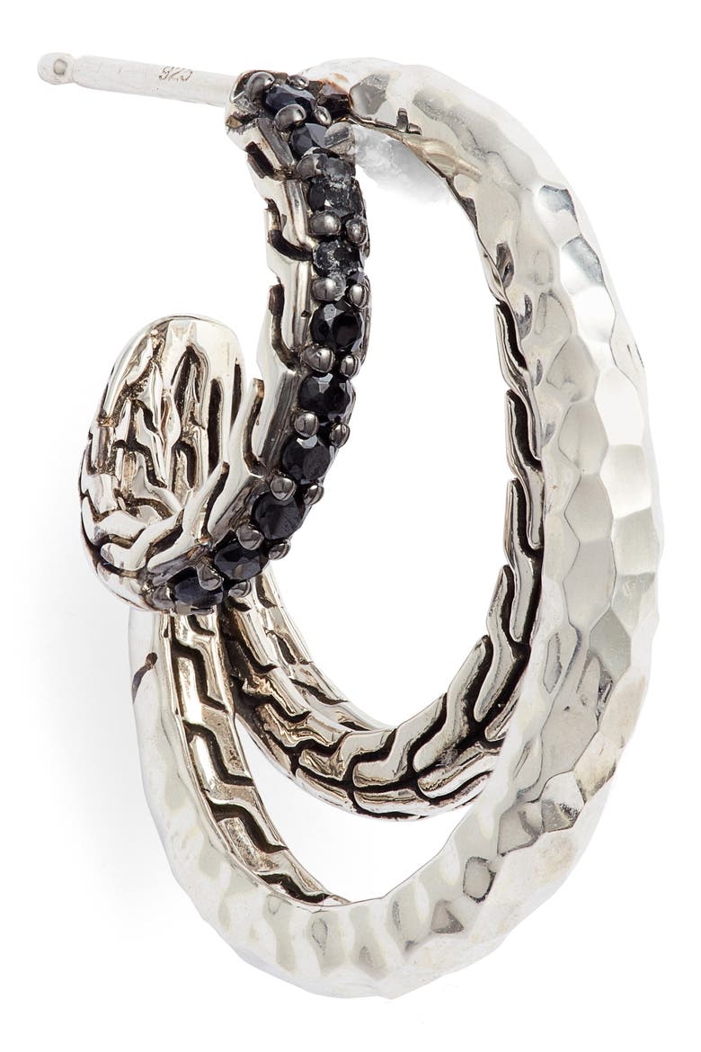 Classic Chain Hammered Hoop Earrings, Alternate, color, BLACK