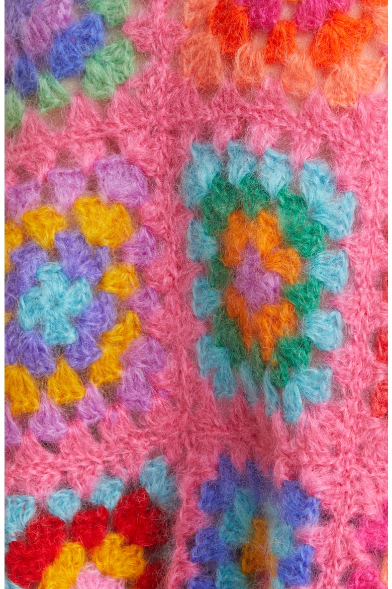 Crochet Mohair & Wool Blend Cardigan, Alternate, color, CRAZY