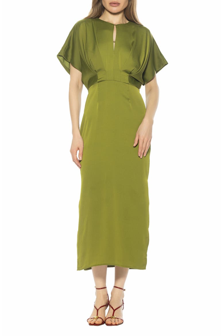 Sylvi Draped Sleeve Midi Dress, Main, color, SAGE
