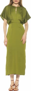 Alexia Admor Sylvi Draped Sleeve Midi Dress
