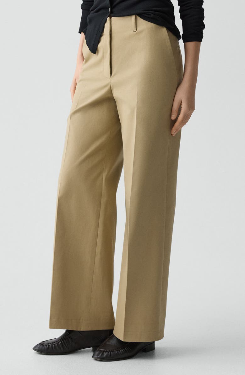 Theory Stretch Cotton Wide Leg Pants, Alternate, color, Dark Almond