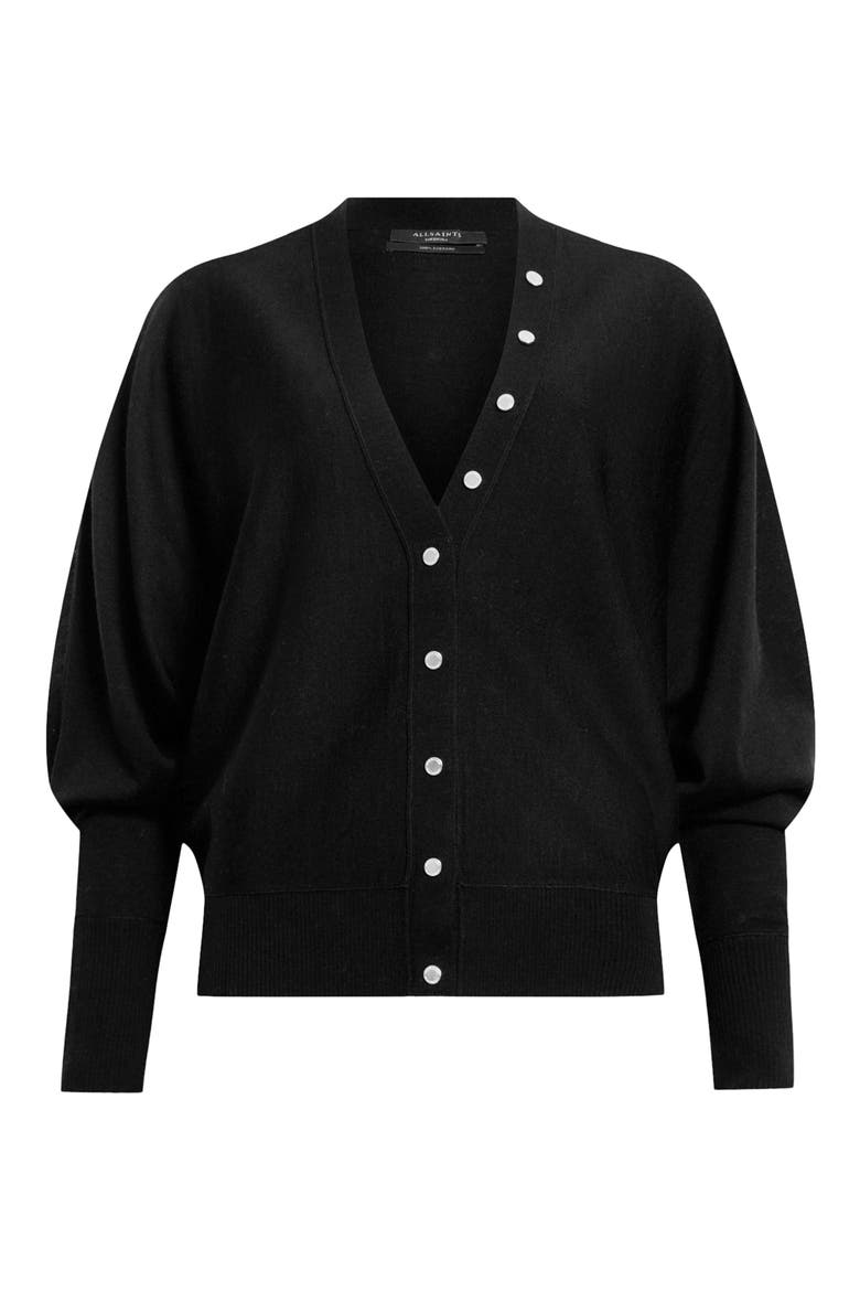 Honor V Merino Wool Cardigan, Alternate, color, BLACK