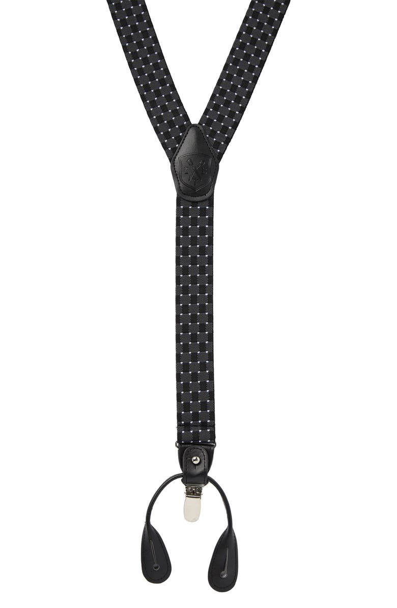 Ike Behar IB Black Geo Suspenders, Alternate, color, Black