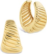 Sterling Forever Beth Twisted Croissant Ear Cuffs