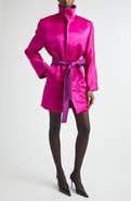 Saint Laurent Silk Satin Belted Coat