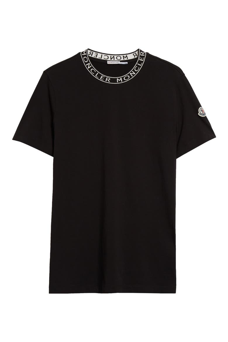 Logo Jacquard Crewneck T-Shirt, Alternate, color, BLACK