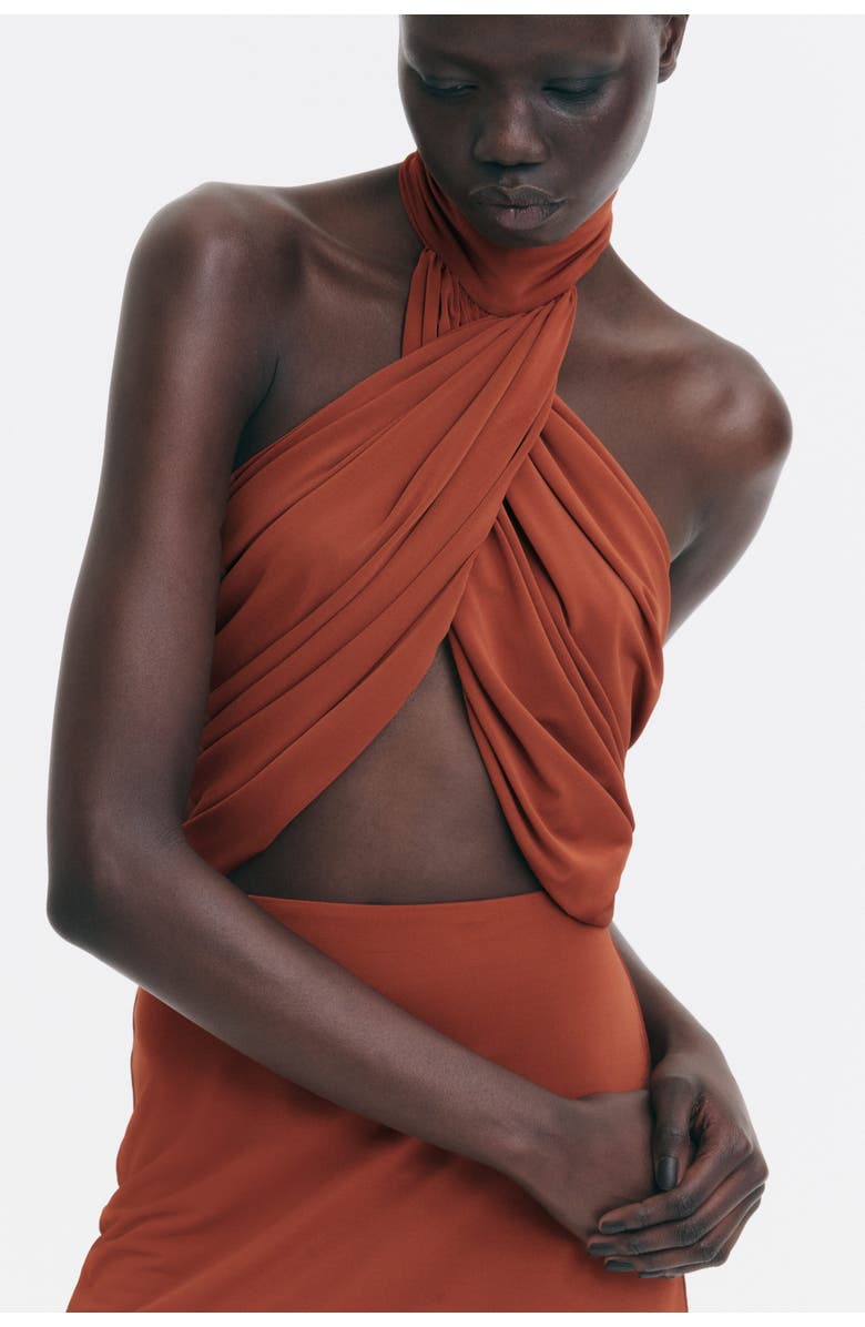 H&M Twist-detail Cut-out Dress, Alternate, color, Burnt Orange