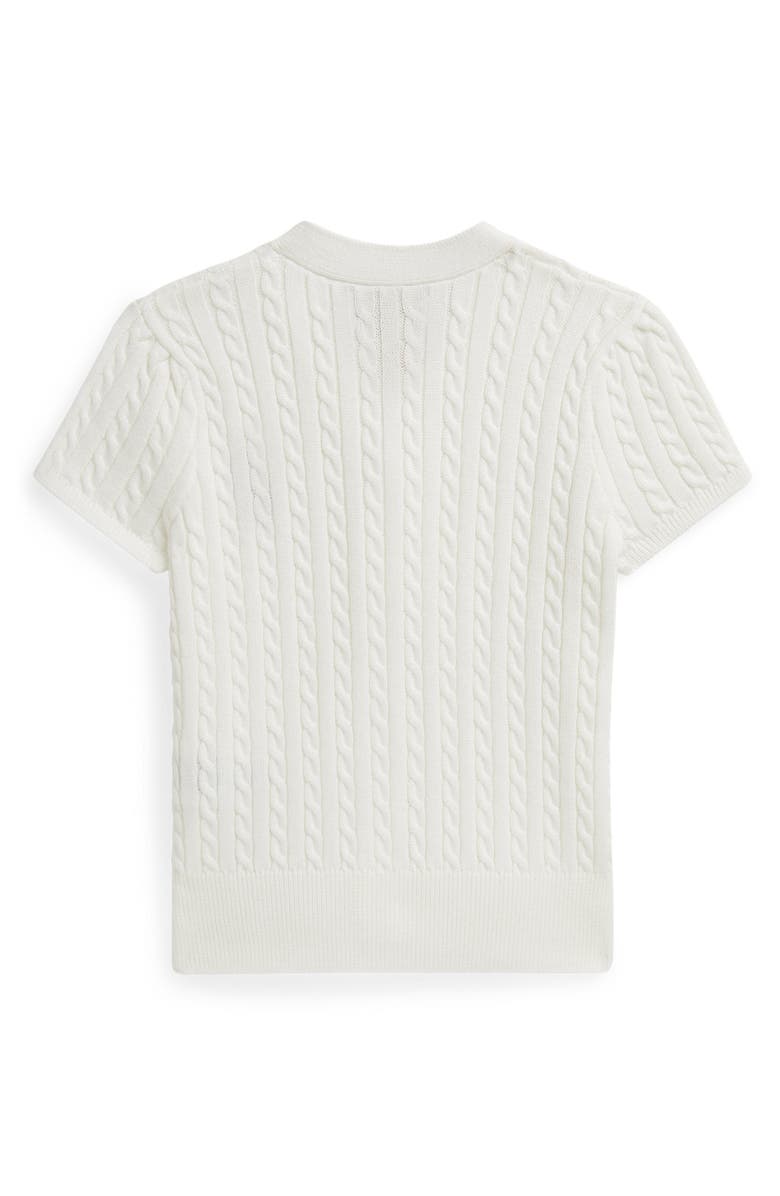 Polo Ralph Lauren Kids' Embroidered Cable Cotton Short Sleeve Cardigan, Alternate, color, Deck Wash White