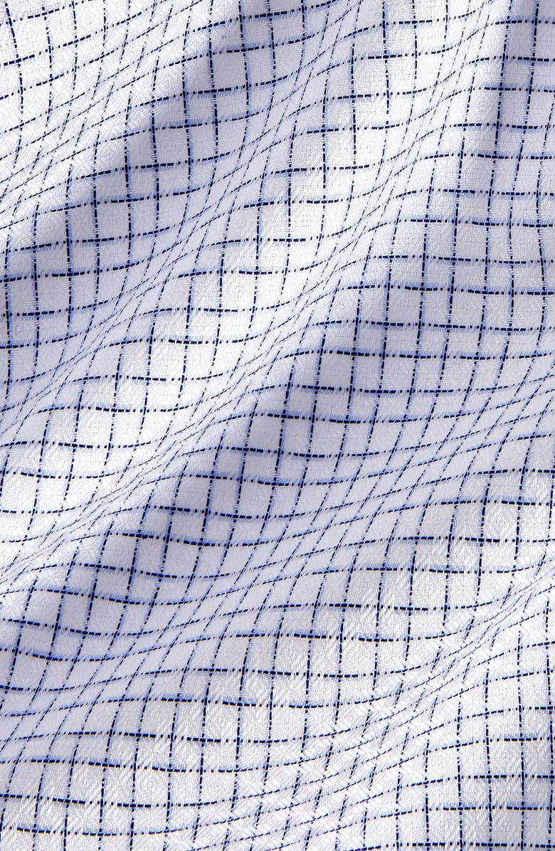 David Donahue Trim Fit Shadow Dobby Check Dress Shirt, Alternate, color, White/ Blue
