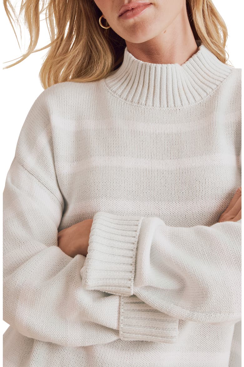 Nora Stripe Mock Neck Sweater, Alternate, color, ALPINE GREEN/ SHELL