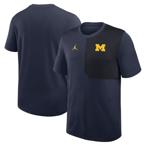 Men's Jordan Brand Navy Michigan Wolverines 2025 Sideline UV Performance Coach T-Shirt