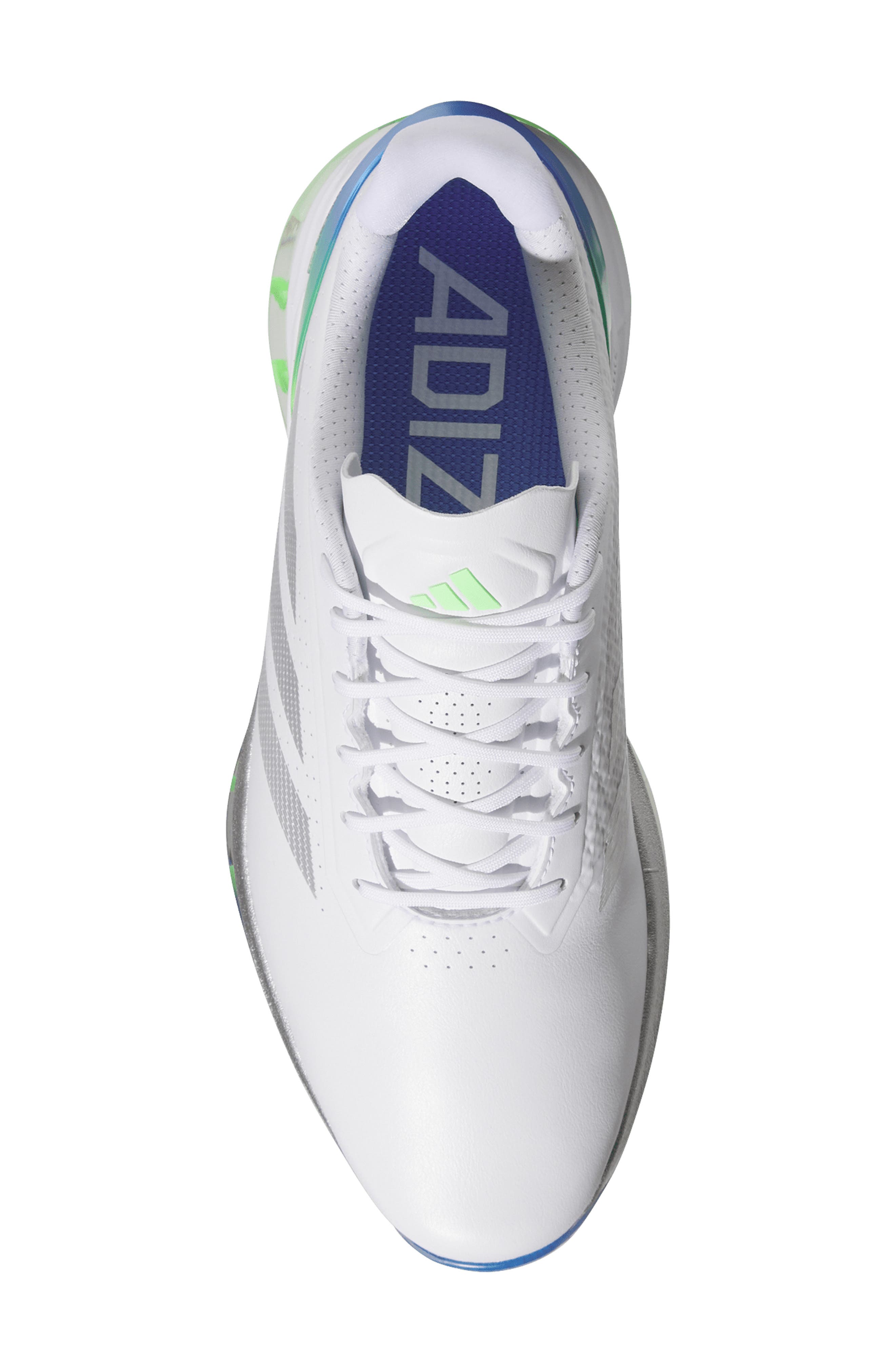 adidas Adizero Spikeless Golf Sneaker, Alternate, color, White/ Silver/ Lime Burst