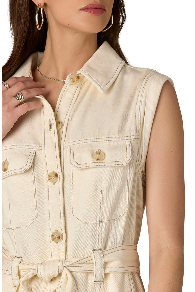 Topstitch Sleeveless Midi Shirtdress, Alternate, color, ECRU