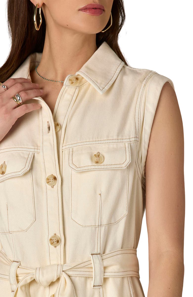 Wit & Wisdom Topstitch Sleeveless Midi Shirtdress, Alternate, color, 