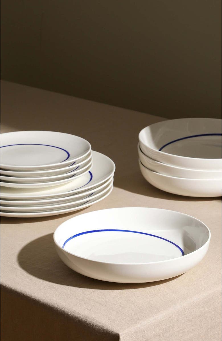 Stone Lain Luna Porcelain 12-Piece Dinnerware Set, Alternate, color, Blue