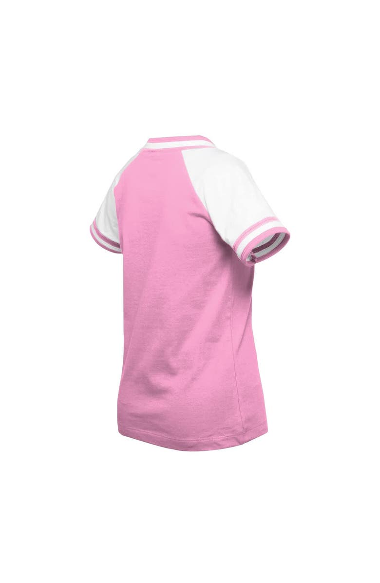 New Era Girl's Youth New Era  Pink Philadelphia Eagles Mommy & Me Multiplier Raglan V-Neck T-Shirt, Alternate, color, 