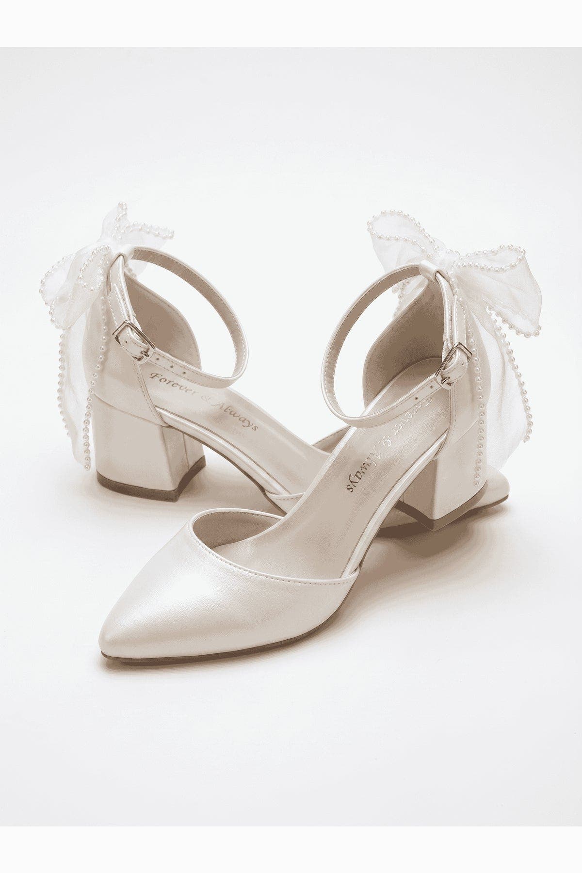 Forever & Always Shoes Rosavelle Pointed Toe Block Heel Bridal Sandal, Alternate, color, 