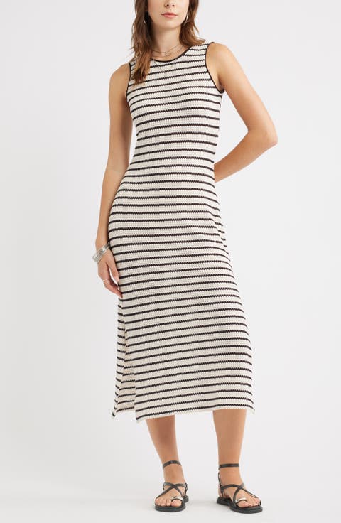 Stripe Knit Midi Tank Dress