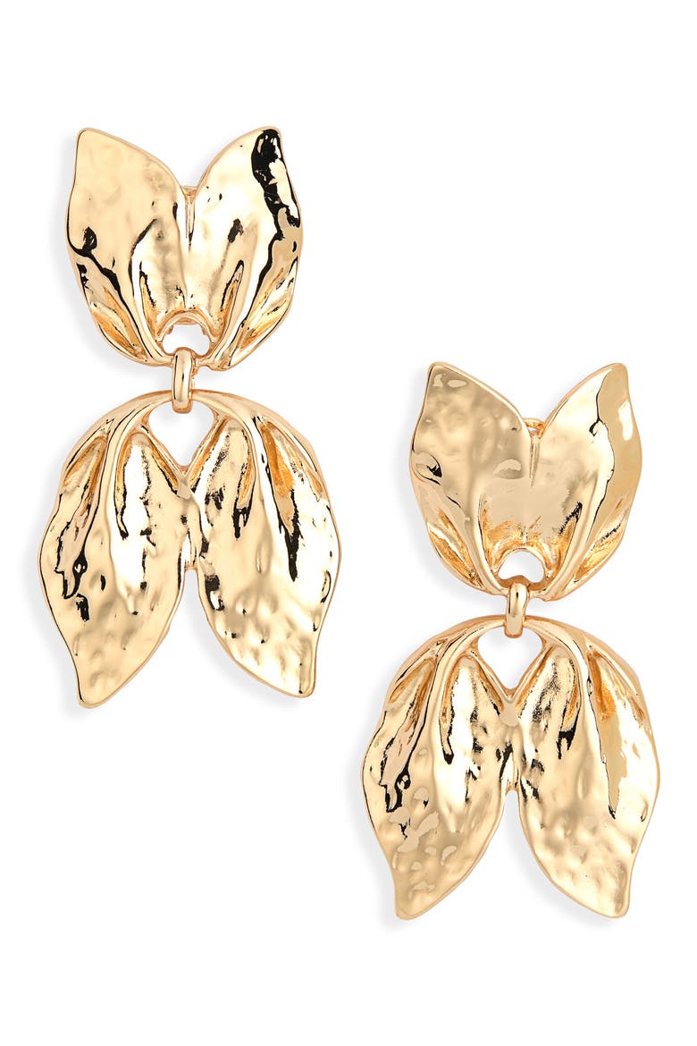 Leafy Statement Drop Earrings, Main, color, GOLD