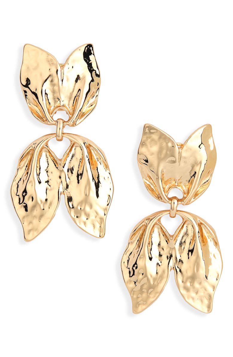 NORDSTROM RACK Leafy Statement Drop Earrings, Main, color, Gold